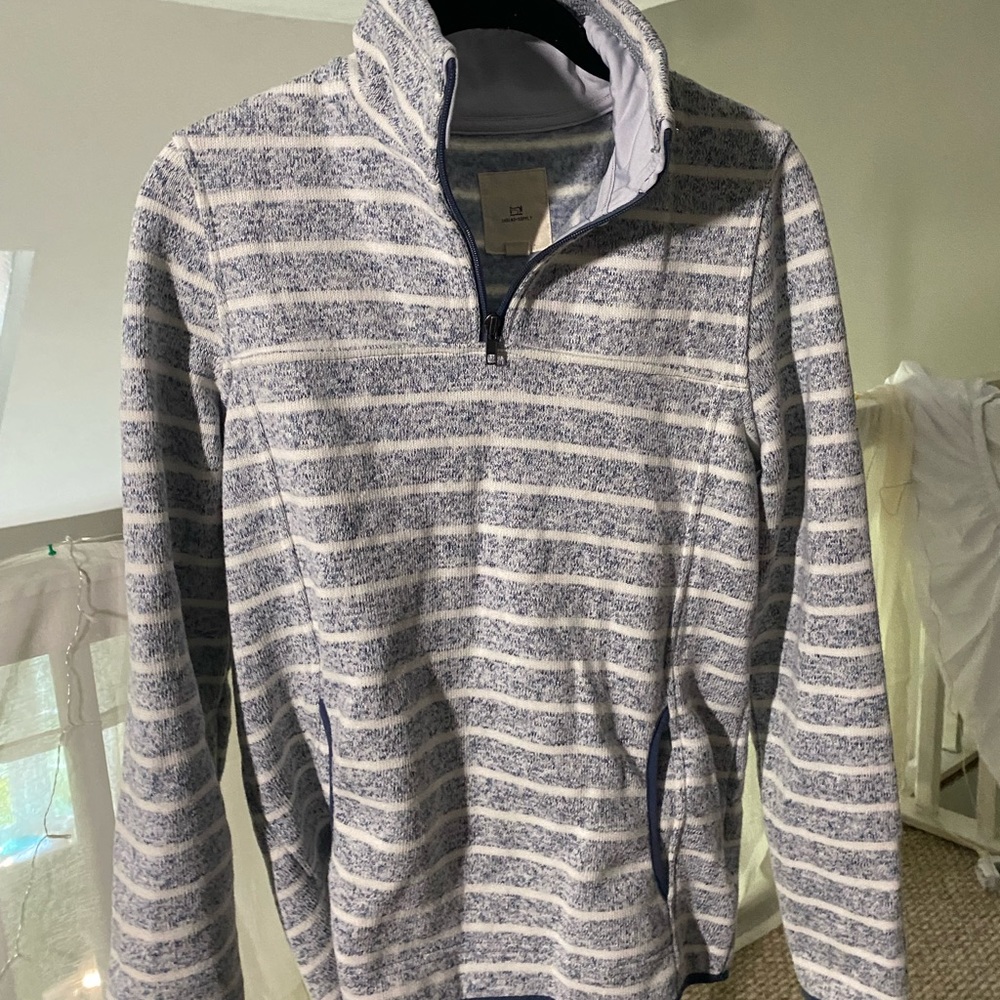 Blue/Grey and White Striped Fleece with Pockets